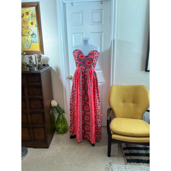 Boho Colorful Strapless Maxi Dress - Picture 2 of 7